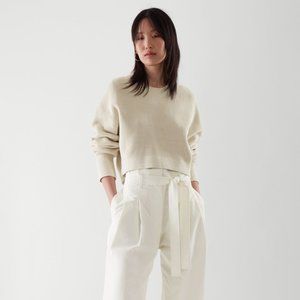 NWT COS Cropped Knitted Jumper Light Beige Small